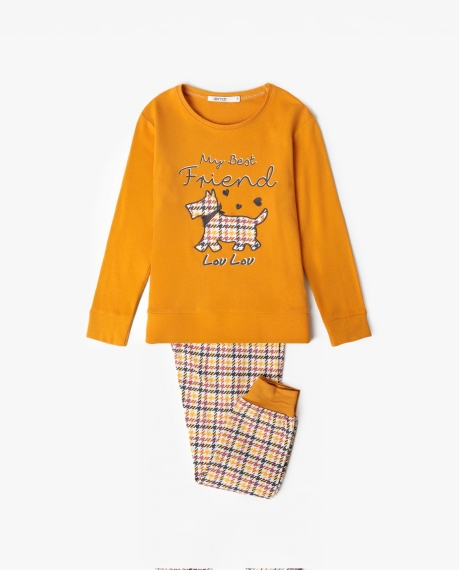 ADMAS Pijama Manga Larga Lou Lou Returns para Niña MOSTAZA