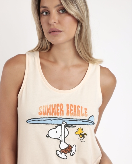 PEANUTS Pijama Sin Mangas Summer Beagle para Mujer NARANJA 2