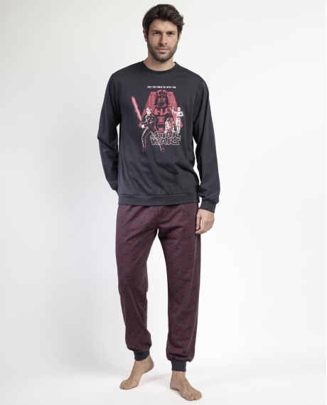 STAR WARS Pijama Manga Larga The Force Be With You para Hombre MARENGO
