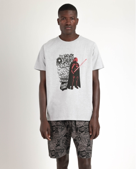STAR WARS Pijama Manga Corta Darth Vader para Hombre GRIS JASPE