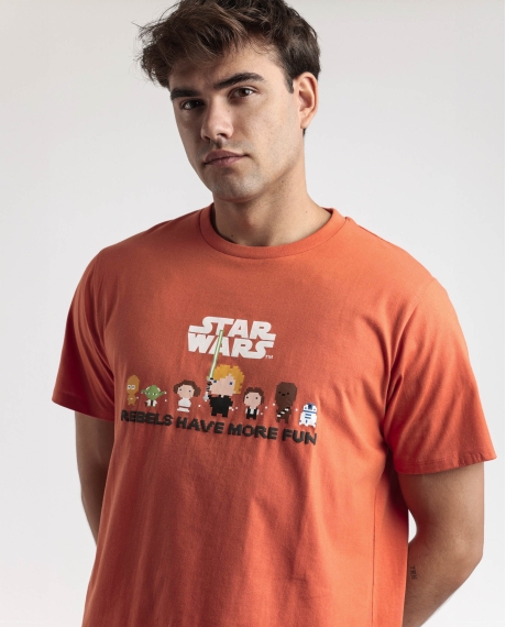 STAR WARS Pijama Manga Corta Pixel Wars para Hombre NARANJA 2