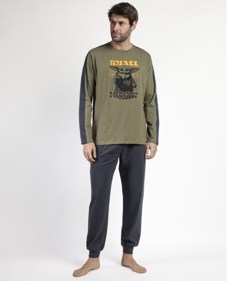 STAR WARS MANDALORIAN Pijama Manga Larga Small Grogu para Hombre CAQUI