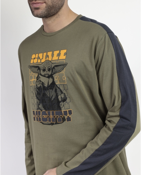 STAR WARS MANDALORIAN Pijama Manga Larga Small Grogu para Hombre CAQUI 2