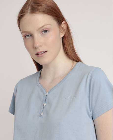 STAY AT HOME Pijama Manga Corta Greek Style para Mujer AZUL 2