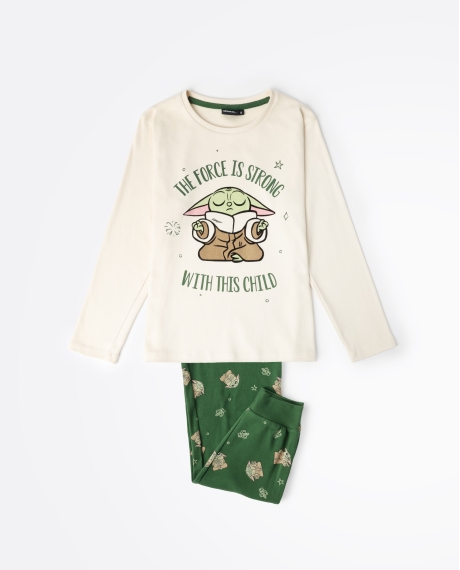 STAR WARS MANDALORIAN Pijama Manga Larga Grogu Cute para Niña CRUDO