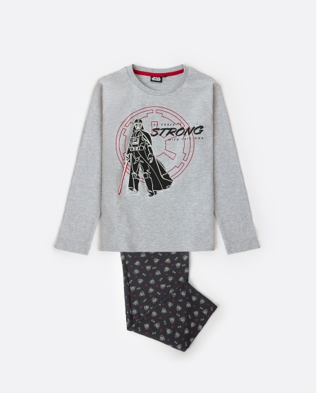 STAR WARS Pijama Manga Larga The Force Is Strong para Niño GRIS JASPE