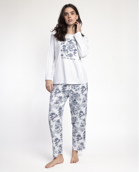 ADMAS CLASSIC Pijama Manga Larga Toile De Jouy para Mujer AZUL