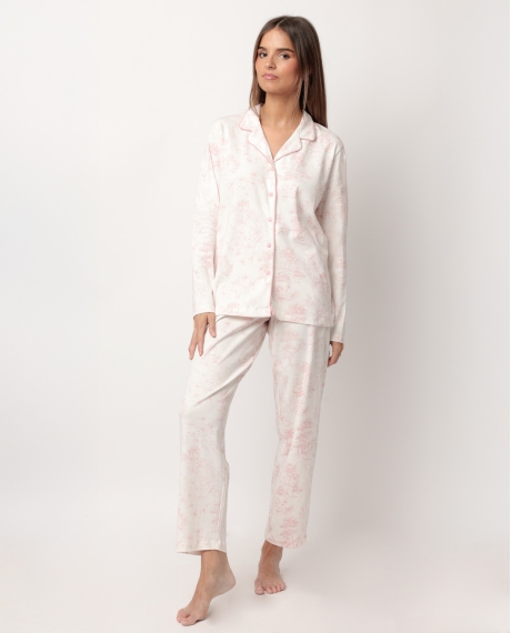 ADMAS CLASSIC Pijama Manga Larga Abierto Toile De Jouy para Mujer MAQUILLAJE