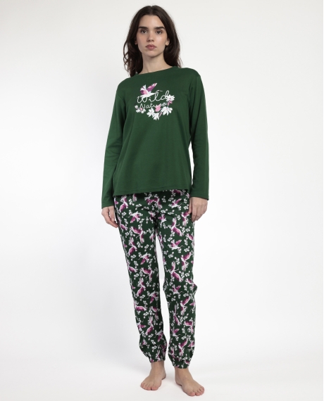 ADMAS GARDEN Pijama Manga Larga Wild Nature para Mujer VERDE
