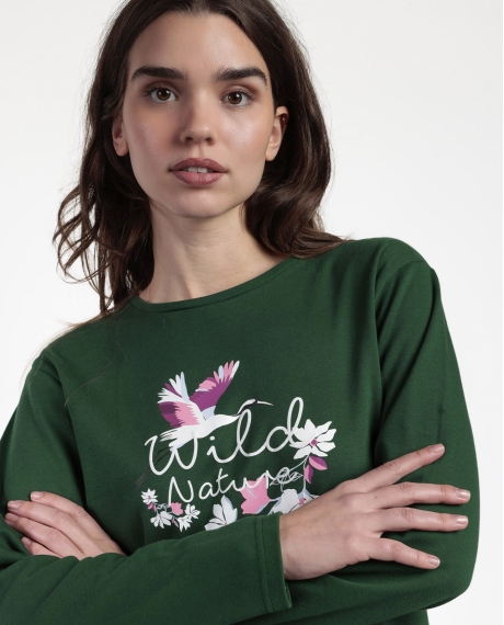 ADMAS GARDEN Pijama Manga Larga Wild Nature para Mujer VERDE 2