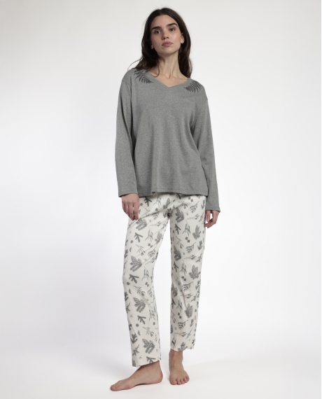 ADMAS Pijama Manga Larga Winter Wood para Mujer GRIS JASPE