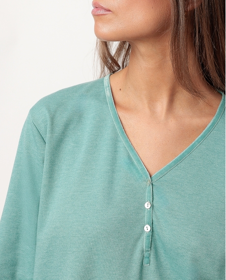 ADMAS CLASSIC Pijama Manga Larga Tapeta Soft Peacock para Mujer AQUA 2