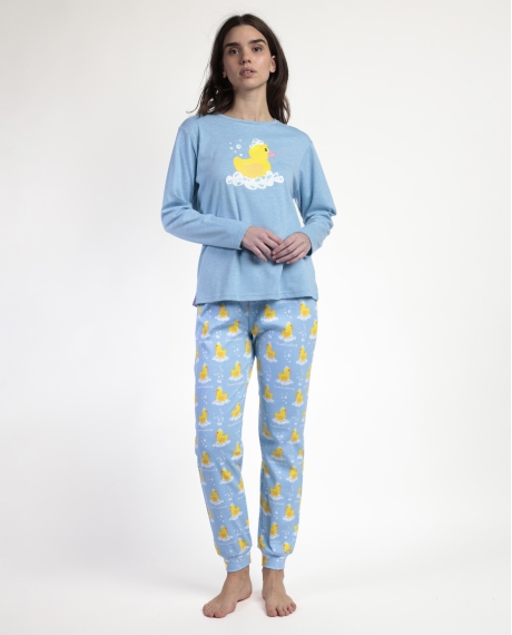 ADMAS Pijama Manga Larga Sweet Duckling para Mujer AZUL