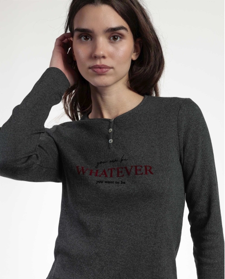 ADMAS Pijama Manga Larga Canalé Tapeta Houndstooth para Mujer GRIS JASPE 2