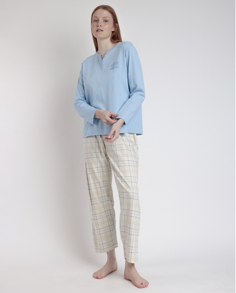 ADMAS Pijama Manga Larga Tapeta Joyful Department para Mujer AZUL