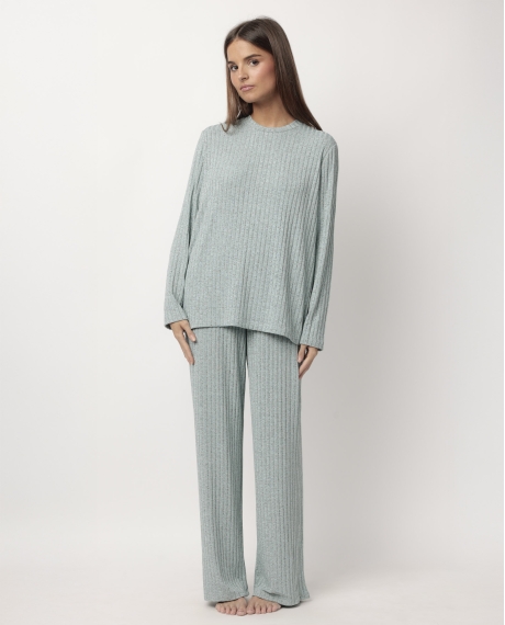 ADMAS HOME Pijama Manga Larga Canalé Tracksuit para Mujer AQUA