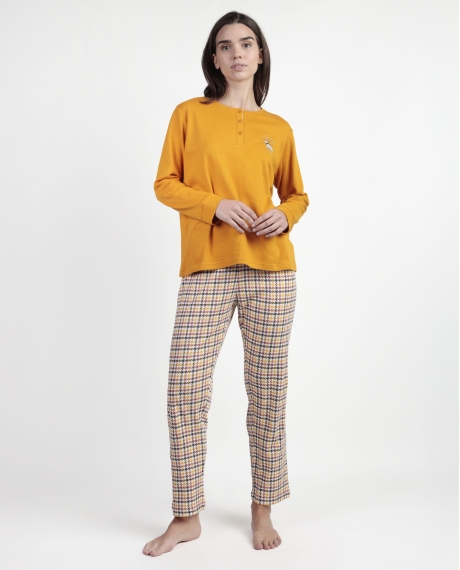 ADMAS Pijama Manga Larga Tapeta Lou Lou Returns para Mujer MOSTAZA