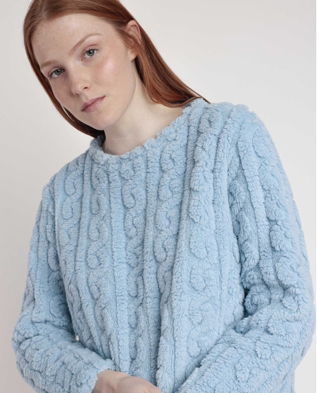 ADMAS HOME Pijama Manga Larga Calentito Chains Home para Mujer AZUL 2