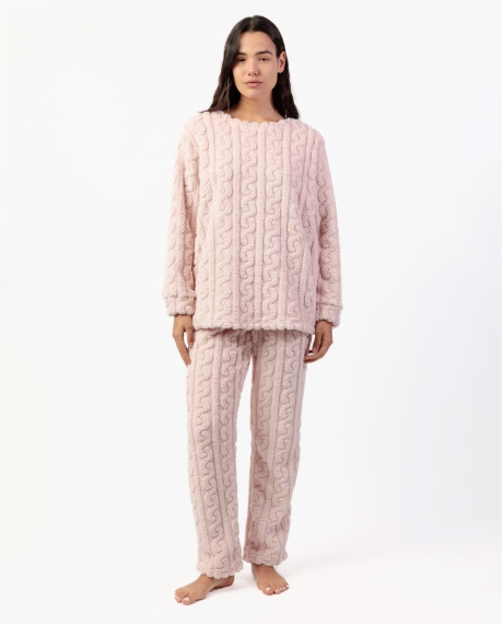 ADMAS HOME Pijama Manga Larga Calentito Chains Home para Mujer ROSA