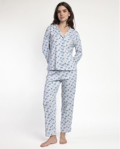 ADMAS Pijama Manga Larga Abierto Coquette para Mujer GRIS JASPE