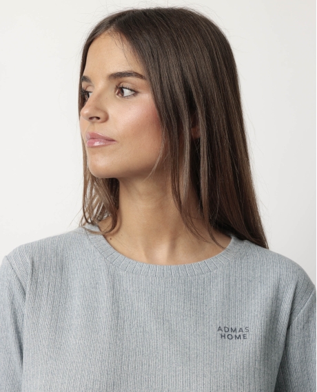 ADMAS HOME Pijama Manga Larga Canalé Supersoft para Mujer AZUL 2