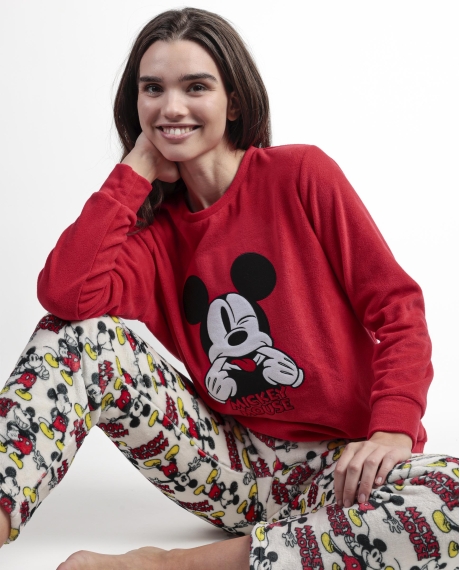 DISNEY Pijama Manga Larga Calentito Best Mickey para Mujer ROJO 2