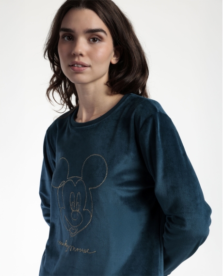 DISNEY Pijama Manga Larga Terciopelo Cosmic Wheel para Mujer AZUL 2