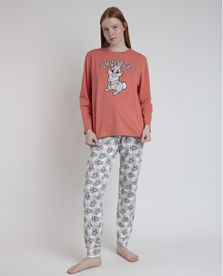 DISNEY Pijama Manga Larga Thumper para Mujer NARANJA