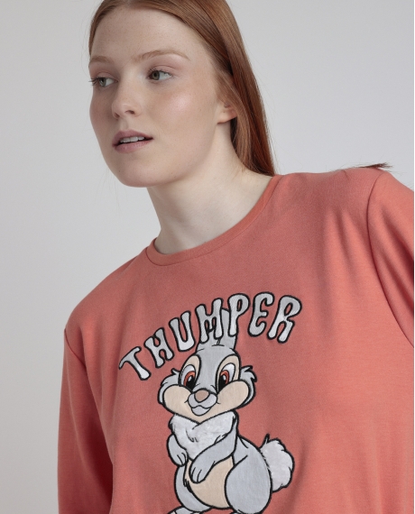 DISNEY Pijama Manga Larga Thumper para Mujer NARANJA 2