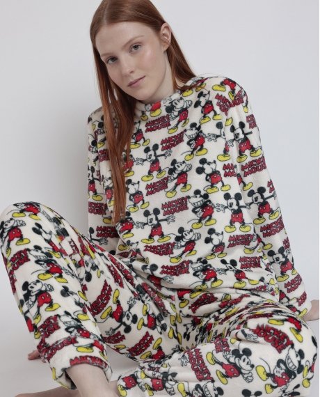 DISNEY Pijama Manga Larga Estampado Calentito Best Mickey para Mujer ROJO 2