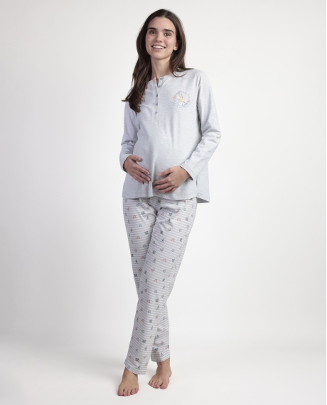 DISNEY Pijama Manga Larga Tapeta Alicia Maternity para Mujer GRIS JASPE