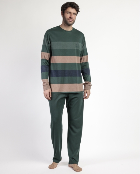 ADMAS Pijama Manga Larga Rayas Wild Spirit para Hombre VERDE