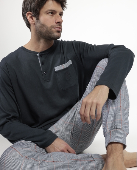 ADMAS CLASSIC Pijama Manga Larga Tapeta Harris para Hombre MARENGO 2