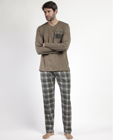 ADMAS Pijama Manga Larga Tapeta Never Give Up para Hombre VERDE