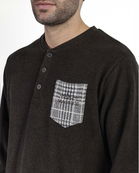 ADMAS MAGNIFIC Pijama Manga Larga Tapeta Americano para Hombre MARRON 2