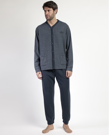 ADMAS MAGNIFIC Pijama Manga Larga Abierto Grigio para Hombre GRIS