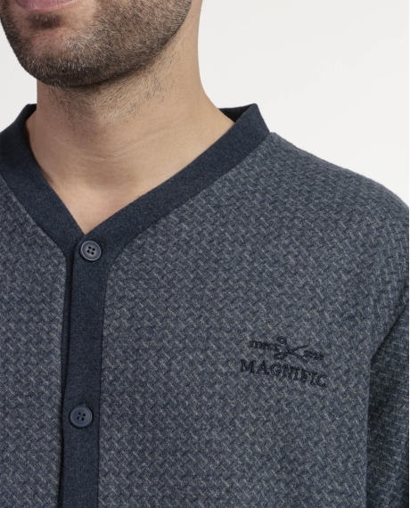 ADMAS MAGNIFIC Pijama Manga Larga Abierto Grigio para Hombre GRIS 2