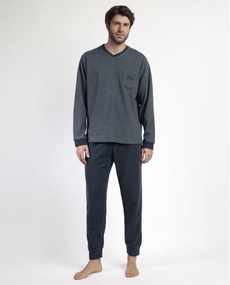 ADMAS MAGNIFIC Pijama Manga Larga Pico Grigio para Hombre GRIS