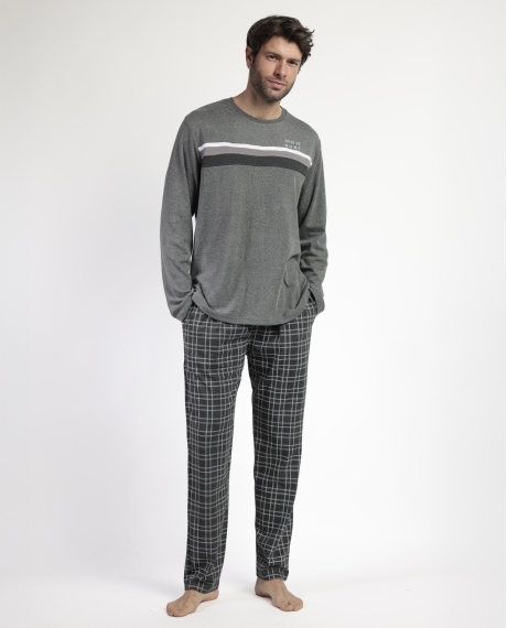 STAY AT HOME Pijama Manga Larga Ebony para Hombre GRIS JASPE