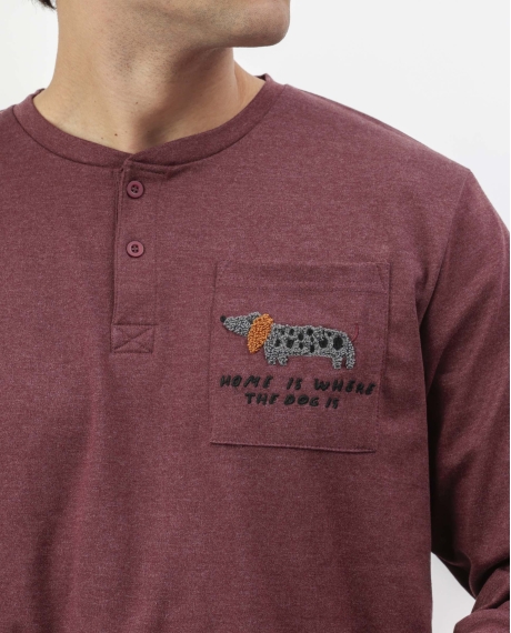 ADMAS Pijama Manga Larga Tapeta Dog Home para Hombre MARRON 2