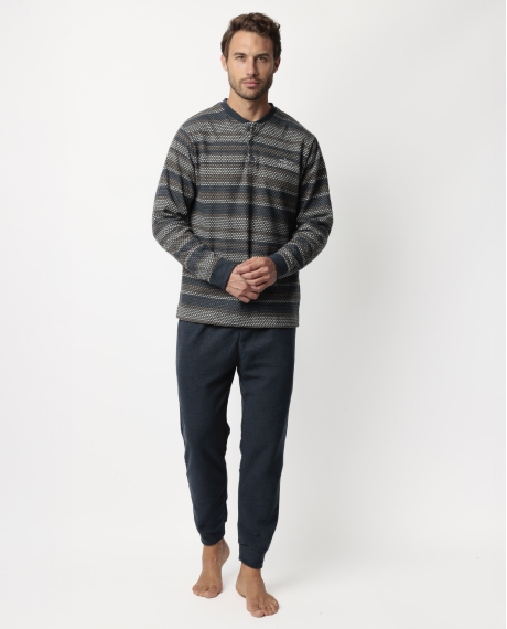 ADMAS MAGNIFIC Pijama Manga Larga Tapeta Magno para Hombre MARINO