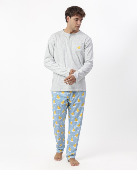 ADMAS Pijama Manga Larga Tapeta Sweet Duckling para Hombre GRIS JASPE