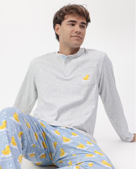 ADMAS Pijama Manga Larga Tapeta Sweet Duckling para Hombre GRIS JASPE 2