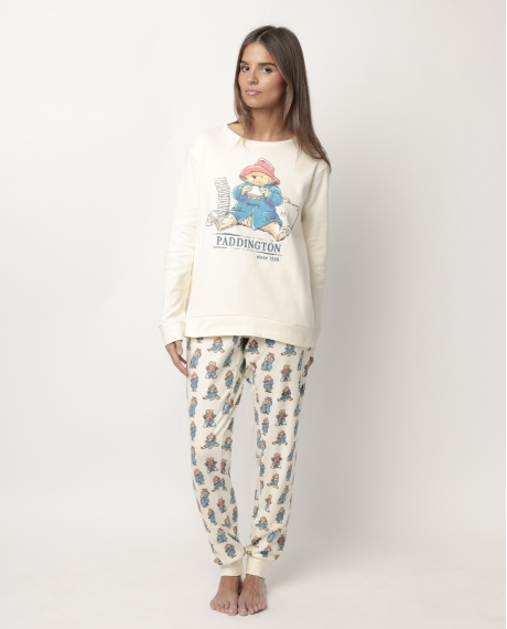 PADDINGTON Pijama Manga Larga Watercolor para Mujer CRUDO