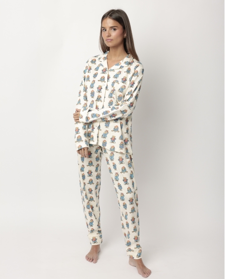 PADDINGTON Pijama Manga Larga Abierto Watercolor para Mujer CRUDO