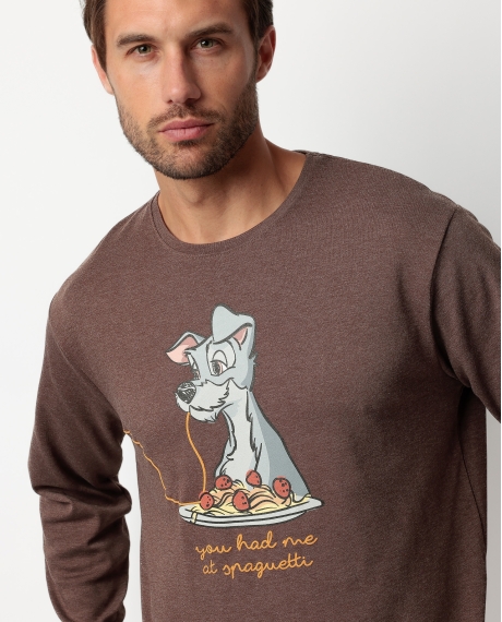 DISNEY Pijama Manga Larga Love Dinner para Hombre CHOCOLATE 2
