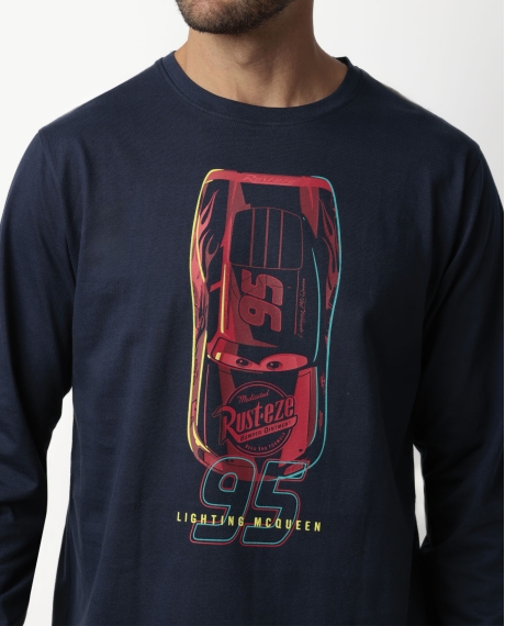 CARS Pijama Manga Larga Neon Mcqueen para Hombre MARINO 2