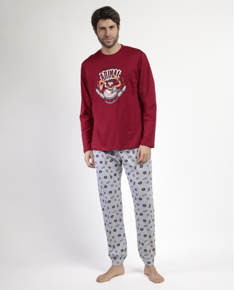 DISNEY MUPPETS Pijama Manga Larga Animal Drumer para Hombre BURDEOS