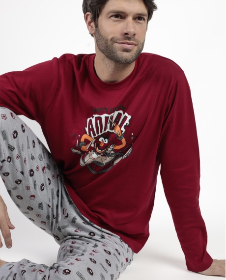 DISNEY MUPPETS Pijama Manga Larga Animal Drumer para Hombre BURDEOS 2