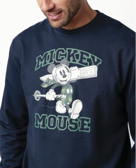 DISNEY Pijama Manga Larga Felpa Ski Mouse para Hombre MARINO 2